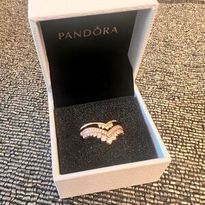 Pandora Rose Gold and Silver Ring Set